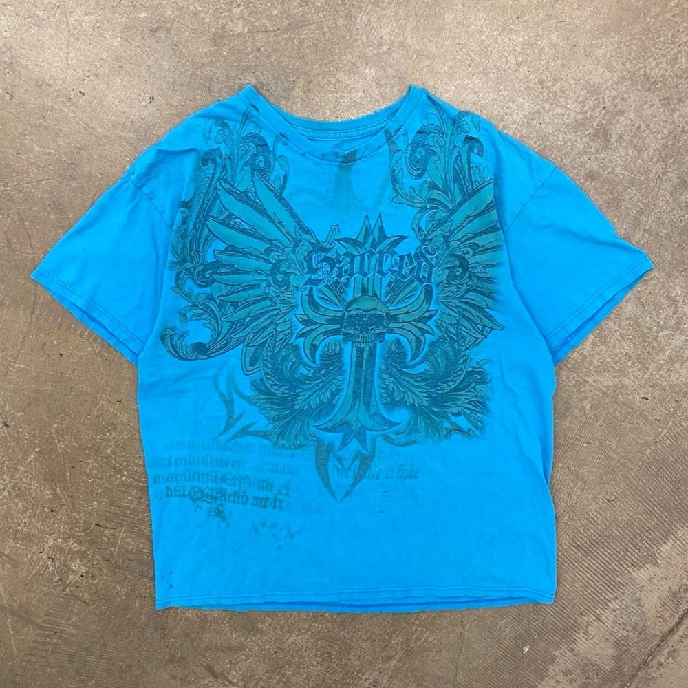Y2K Saved Jesus Tee Skate Skull Cross T-Shirt Size Large